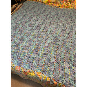 Handmade Crochet Blanket- Purple and Blue Throw
